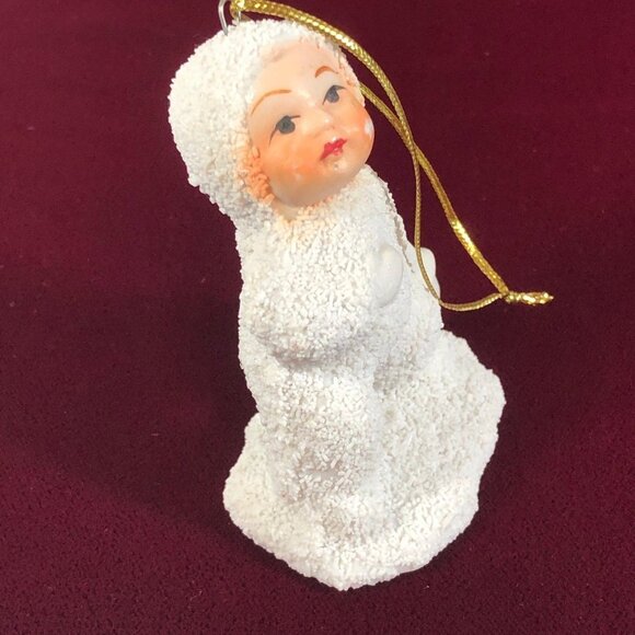 Vintage Christmas Ornament Snowbaby Snow Scene Covered Feet Lantern Figurine - Picture 2 of 9